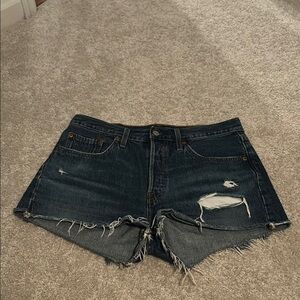 Levi's Blue Distressed Jean Shorts